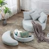 Orisfur. 360Â° Swivel Accent Barrel Chair with Storage Ottoman & 4 Pillows, Modern Linen Leisure Chair Round Accent for Living Room