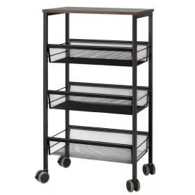 3 Tier Organizer Cart on Casters Black