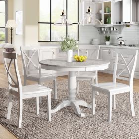 5 Pieces Dining Table and Chairs Set for 4 Persons; Kitchen Room Solid Wood Table with 4 Chairs