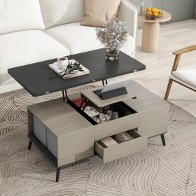 5 Pieces Lift Top Coffee Table Set with Storage Convertible Dining Table with Ottomans