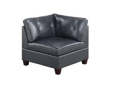 Contemporary Genuine Leather 1pc Corner Wedge Black Color Tufted Seat Living Room Furniture