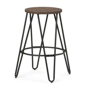 Simeon - 24" Metal Counter Height Stool with Wood Seat - Cocoa Brown / Black