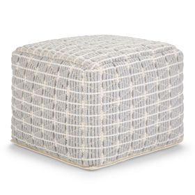 Noreen - Square Pouf - Light Blue / White