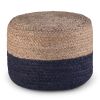 Lydia - Round Pouf - Navy / Natural