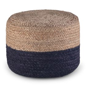 Lydia - Round Pouf - Navy / Natural