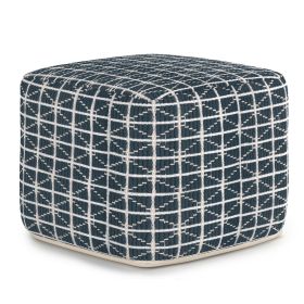 Noreen - Square Pouf - Dark Blue / White