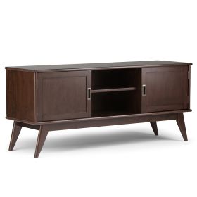 Draper - Mid Century Low TV Media Stand - Medium Auburn Brown