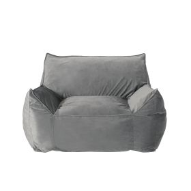 Allea Velveteen Bean Bag Chair with Armrests, Grey