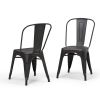 Fletcher - Metal Dining Side Chair (Set of 2) - Distressed Black / Copper