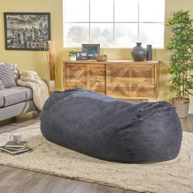 Jasper Traditional 8 Foot Cylindrical Suede Bean Bag, Black