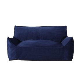 Fila Velveteen 2 Seater Oversized Bean Bag Chair with Armrests, Navy Blue