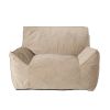 Allea Velveteen Bean Bag Chair with Armrests, Taupe