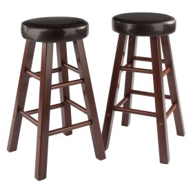 Maria 2-Pc Cushion Seat Counter Stool Set; Espresso & Walnut