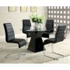 Contemporary Black Padded Leatherette 2pc Side Chairs Set of 2 Chairs Kitchen Dining Room Metal Chrome Legs