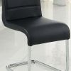 Contemporary Black Padded Leatherette 2pc Side Chairs Set of 2 Chairs Kitchen Dining Room Metal Chrome Legs