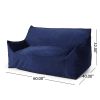 Fila Velveteen 2 Seater Oversized Bean Bag Chair with Armrests, Navy Blue