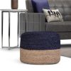 Lydia - Round Pouf - Navy / Natural