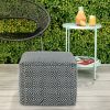 Briella - Square Woven Outdoor / Indoor Pouf - Grey / White