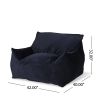 Allea Velveteen Bean Bag Chair with Armrests, Midnight Blue