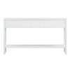 TREXM Rustic Entryway Console Table, 60" Long Sofa Table with two Different Size Drawers and Bottom Shelf for Storage (Antique White)