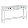 TREXM Rustic Entryway Console Table, 60" Long Sofa Table with two Different Size Drawers and Bottom Shelf for Storage (Antique White)