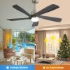 52 Inch Modern Ceiling Fan With 120V Dimmable 5 Solid Wood Blades Remote Control Reversible DC Motor With Led Light