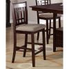 Set of 2 Chairs Dining Room Furniture Brown Solid wood Counter Height Chairs Upholstered Cushioned Unique back