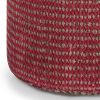 Larissa - Round Braided Pouf - Natural / Maroon