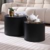 MDF with ash/oak/walnut veneer side table/coffee table/end table/nesting table set of 2 for living room,office,bedroom Black