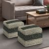 Grady - Square Pouf - Green / Natural