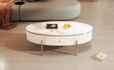 Modern Oval Coffee Table with 2 large Drawers Storage Accent Table