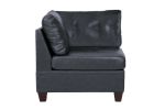 Contemporary Genuine Leather 1pc Corner Wedge Black Color Tufted Seat Living Room Furniture