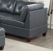 Contemporary Genuine Leather 1pc Corner Wedge Black Color Tufted Seat Living Room Furniture