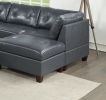 Contemporary Genuine Leather 1pc Corner Wedge Black Color Tufted Seat Living Room Furniture