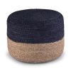 Lydia - Round Pouf - Navy / Natural