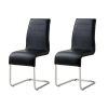 Contemporary Black Padded Leatherette 2pc Side Chairs Set of 2 Chairs Kitchen Dining Room Metal Chrome Legs