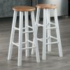 Element Bar Stools; 2-Pc Set; Natural & White