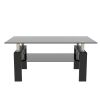 Rectangle Black Glass Coffee Table, Clear Coffee Table,Modern Side Center Tables for Living Room,Living Room Furniture