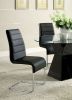 Contemporary Black Padded Leatherette 2pc Side Chairs Set of 2 Chairs Kitchen Dining Room Metal Chrome Legs