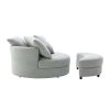 Orisfur. 360Â° Swivel Accent Barrel Chair with Storage Ottoman & 4 Pillows, Modern Linen Leisure Chair Round Accent for Living Room