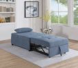 Contemporary Blue Gray Sleeper Sofa Chair Pillow Plush Tufted Seat 1pc Convertible Sofa Chair Sherpa Fabric Couch