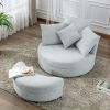 Orisfur. 360Â° Swivel Accent Barrel Chair with Storage Ottoman & 4 Pillows, Modern Linen Leisure Chair Round Accent for Living Room