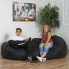 Jasper Traditional 8 Foot Cylindrical Suede Bean Bag, Black