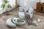 Orisfur. 360Â° Swivel Accent Barrel Chair with Storage Ottoman & 4 Pillows, Modern Linen Leisure Chair Round Accent for Living Room