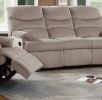 Luxurious Velvet Light Brown Color 3-Seater Manual Recliner Sofa Couch Manual Motion Plush Armrest Living Room Furniture 1pc Sofa Couch