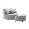 Orisfur. 360Â° Swivel Accent Barrel Chair with Storage Ottoman & 4 Pillows, Modern Linen Leisure Chair Round Accent for Living Room