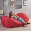 Jasper Traditional 8 Foot Cylindrical Suede Bean Bag, Red