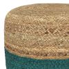 Lydia - Round Pouf - Aqua / Natural