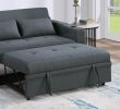 Contemporary Charcoal Sleeper Sofa Pillows Plush Tufted Seat 1pc Convertible Sofa w Cup Holder Polyfiber Couch Living Room Furniture