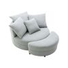 Orisfur. 360Â° Swivel Accent Barrel Chair with Storage Ottoman & 4 Pillows, Modern Linen Leisure Chair Round Accent for Living Room